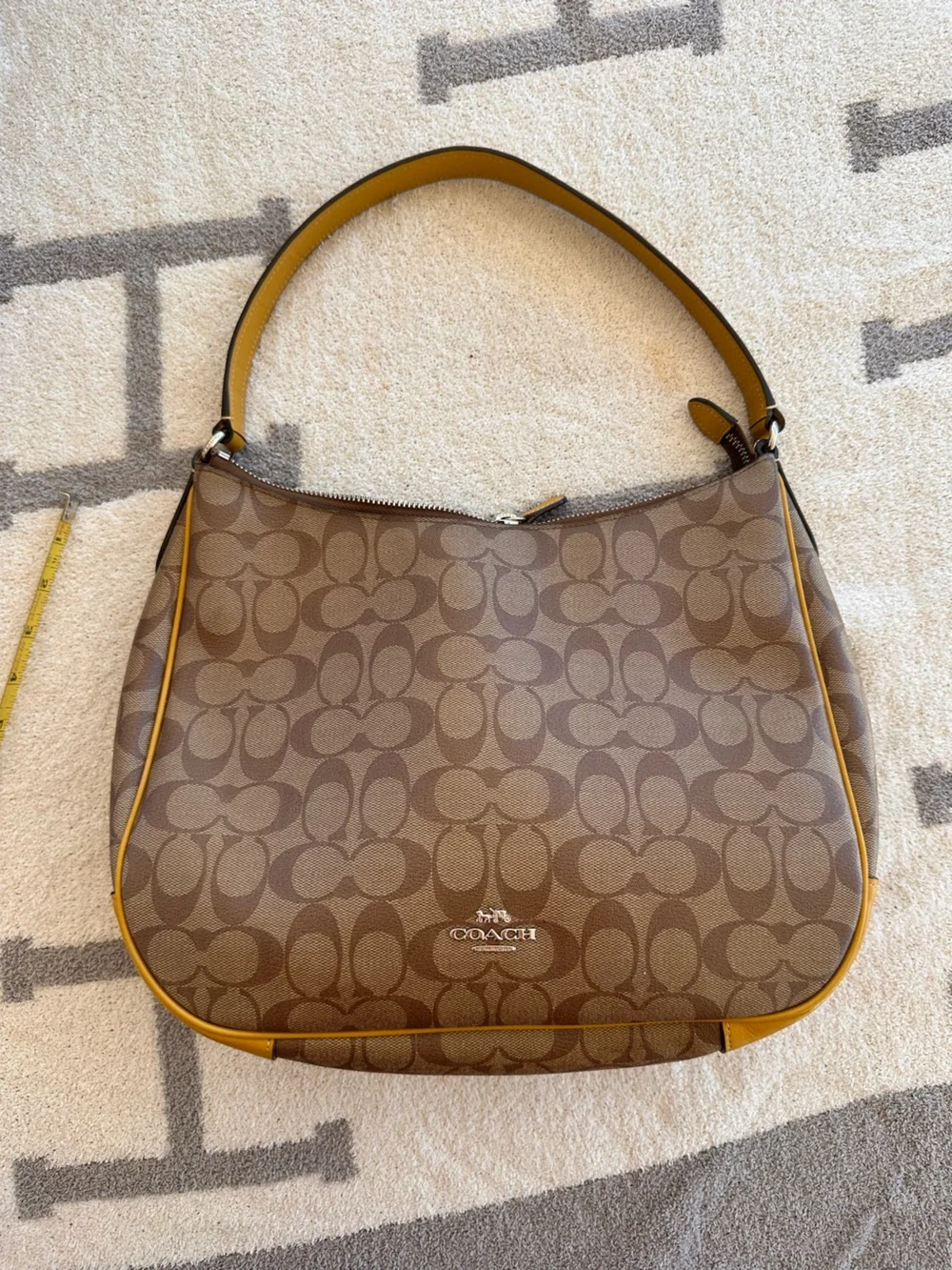 Coach Brown 2018 Laureal Hobo Bag with Yellow Trim